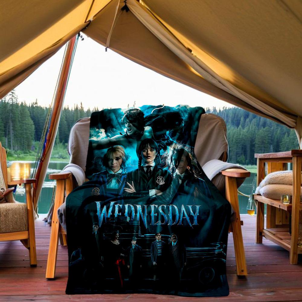 1pc Wednesday Outdoor Blanket Lightweight Flannel, Soft & Warm, All-Season Use for Sofa, Outdoor, Camping, Living Room, Office124