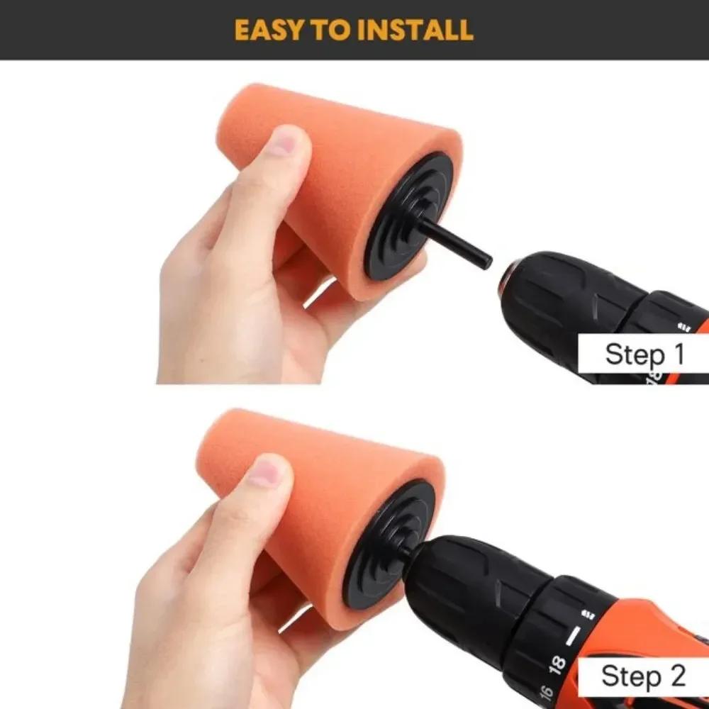 Car Drill Polishing Sponge Pad Kit Hub Polishing Pads Metal Cone Polishing Ball for Rim Cleaning Automotive Detailing Care Tools