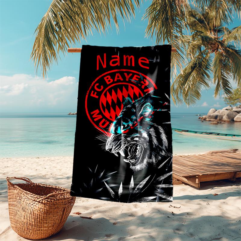 Personalized customized proof beach towel with Bayern Munich pattern - soft, absorbent, quick-drying, perfect swimming, camping&bathing