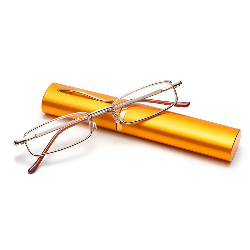 

Мужские очки для чтения, очки для пресбиопии, портативная ручка, трубка, очки по рецепту, пружинные петли, оправа +125 + 175 + 225 + 275 +400 золотой