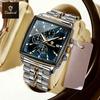 BINBOND Luxury Square Man Business Wristwatch Waterproof Luminous Chronograph Quartz Men Watches Stainless Steel Men Watch Reloj