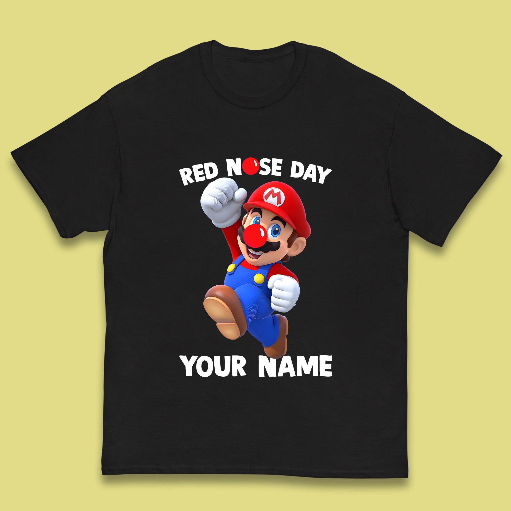 Personalised Super Mario Red Nose Day Kids T-Shirt 100