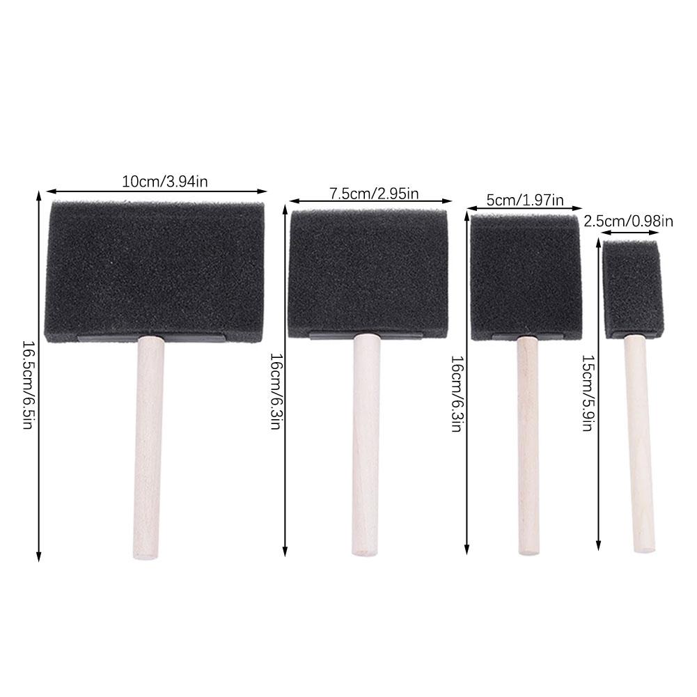 4pcs Sponge Foam Brush Multifunctional Foam Set Paint Sponge Brush With Wooden Handle Easy To Clean For Painting Graffities