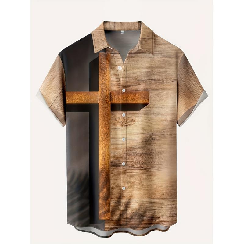 New Hawaii Men's Vintage Shirts Casual Breathable Short Sleeve Tops Beach Party Plaid Tops Short Sleeve Men's Clothing