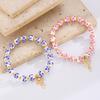 Handmade Bow Blue White Ceramic Bracelet Chinese Adjustable Elastic Rope able Girl Pendant Bracelet Accessories Gift