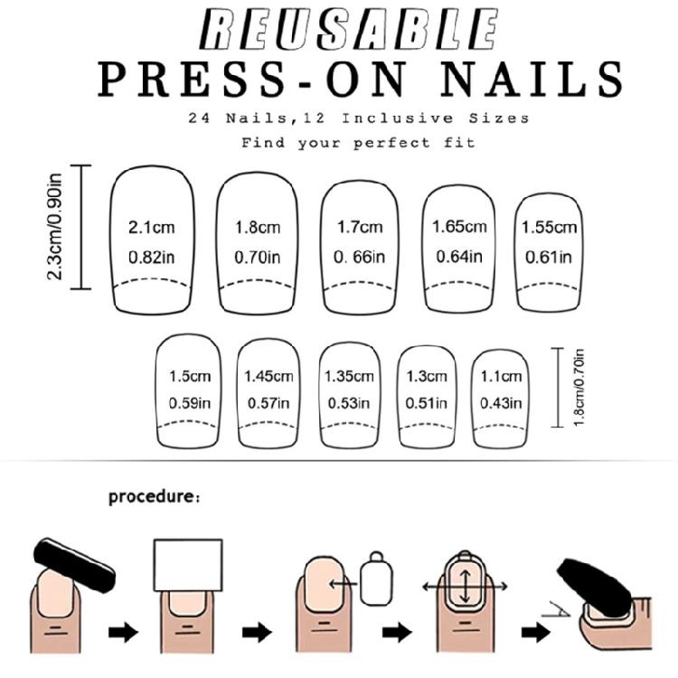 Square Nail Tips Acrylic Fake Nail Glues On Nail Press On Nail Artificial False Nail Stick On Nail for Womens Girls