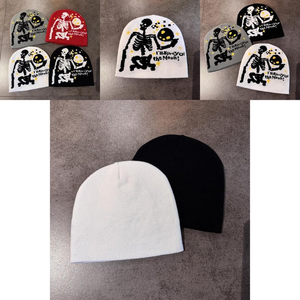 Halloween Skull Knit Hat With No Brim For Fall Winter Cozy Headgear