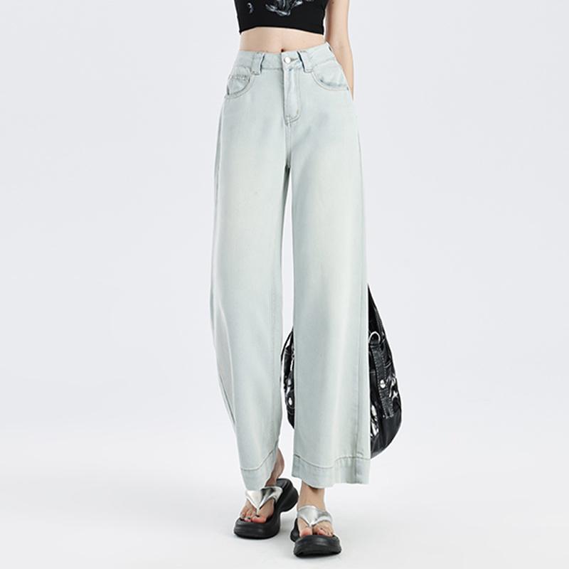Jeans, high waisted straight leg wide leg cropped pants, long pants, commuting women's pants