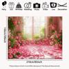 2D Pink Rose Room Backdrop, Floral Window Photography Background for Valentine's Day
