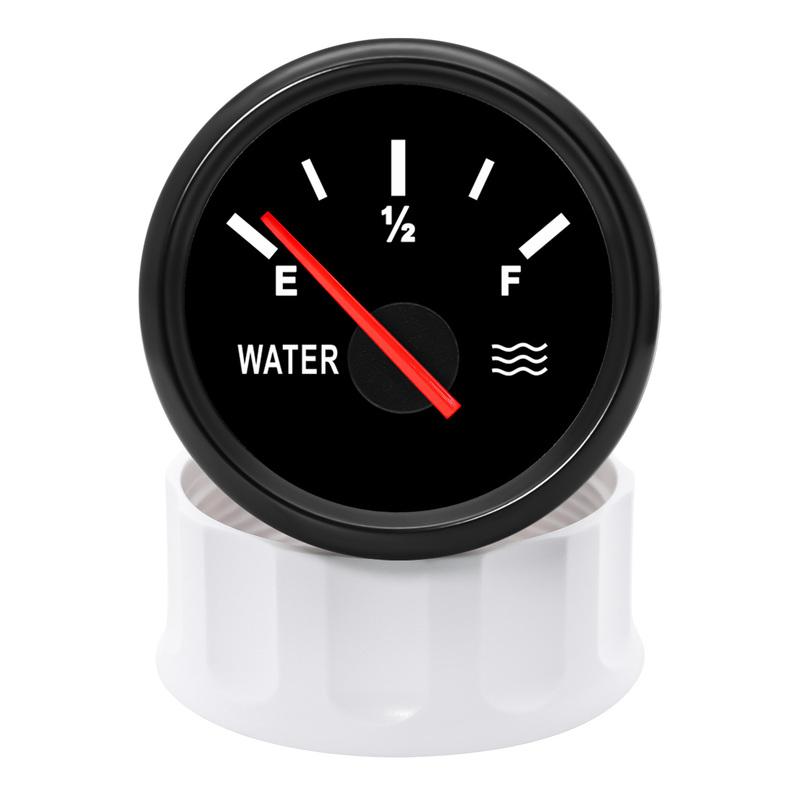 AD 0-190 Ohm Water Level Gauge 52mm Black Water Level Meter Red Backlight Water Tank Meter Indicator Gasoline Boat Car 12V 24V