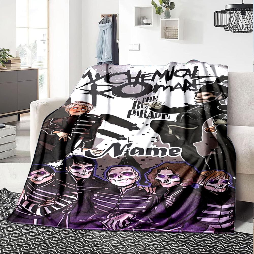 Custom Name My Chemical Romance Theme Printed Blanket - Perfect for Couch, Bed, Travel & Outdoor Use | Machine Washable, Cozy & Durable.