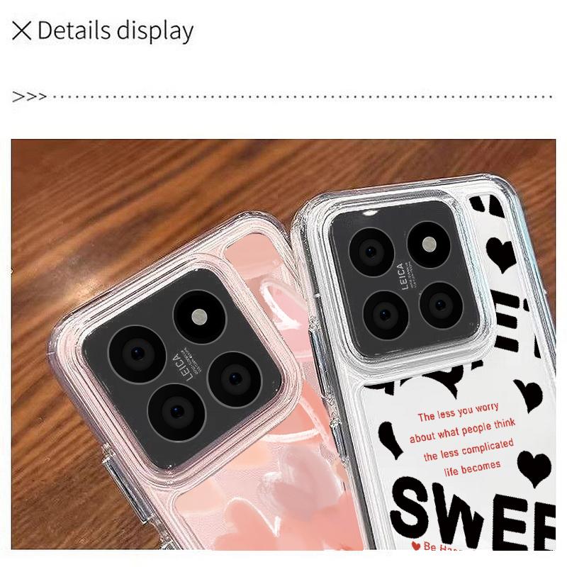 Pro Xiaomi 13t 11t Poco F6 X6 X5 Pro Redmi Note 13 12 11 10 Pro Shockproof Love Hearts Butterfly Soft silikonová ochrana objektivu Transparentní tenký kryt