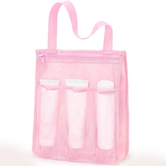 Geantă de depozitare Portabilă Plasă Caddy de duș Capacitate mare Închidere cu fermoar Geantă de duș pentru baie cu buzunare laterale