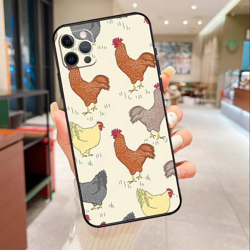 Chicken Pattern Phone Case For iPhone 17 16 15 14 13 12 11 Pro Max Mini 16 Plus 16e 17 Air Protective Cover