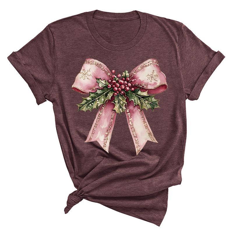 Christmas Printed Fashionable Women's T-shirt Christmas Trend Pure Cotton Casual Sportswear T-Shirts Women’s