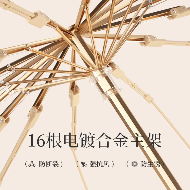 32-Rib Chinese Style Folding Umbrella Women UV Protection Rain Sun Dual Use