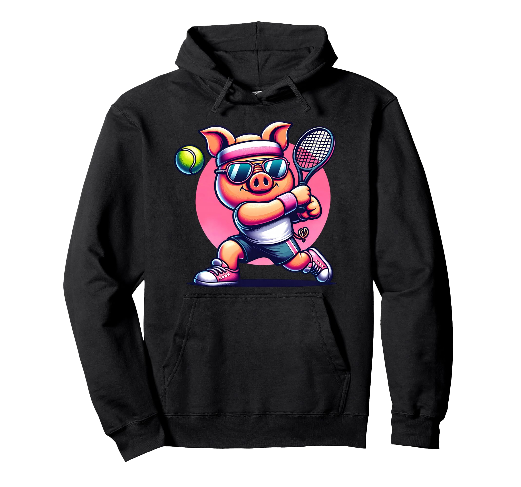 

Cute Pig Player Sunglasses Headband Racket Tennis Athlete Motif Hoodie