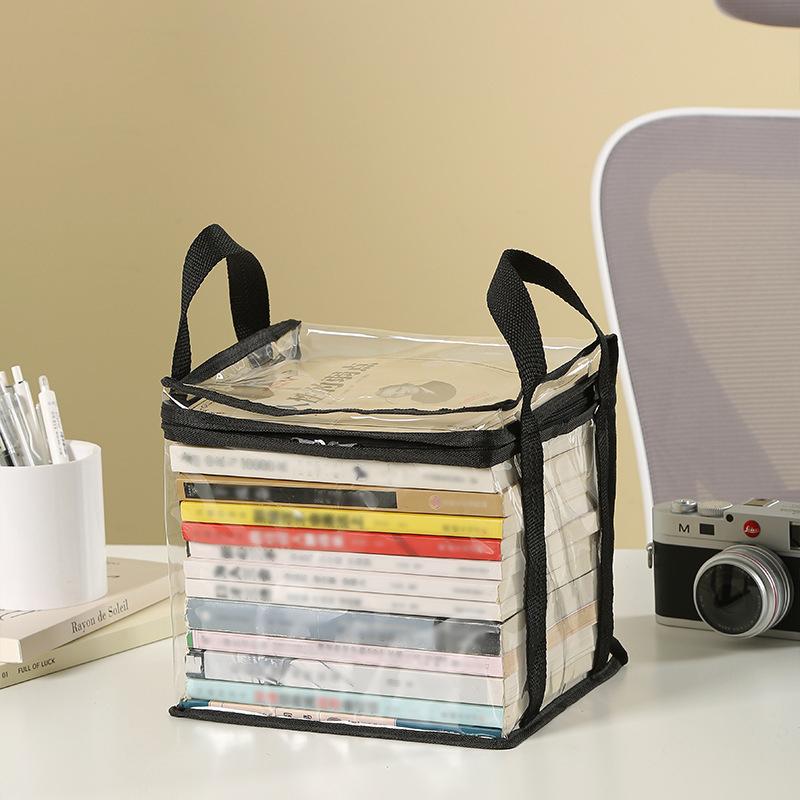 1PC Foldable Portable Book Storage Box Student Storage Bag Hd Transparent Large Capacity Workbook Storage Box