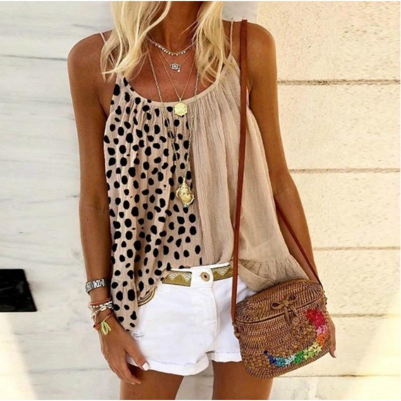 

Женская летняя майка с леопардовым принтом и оборками в стиле пэчворк XXXL хаки