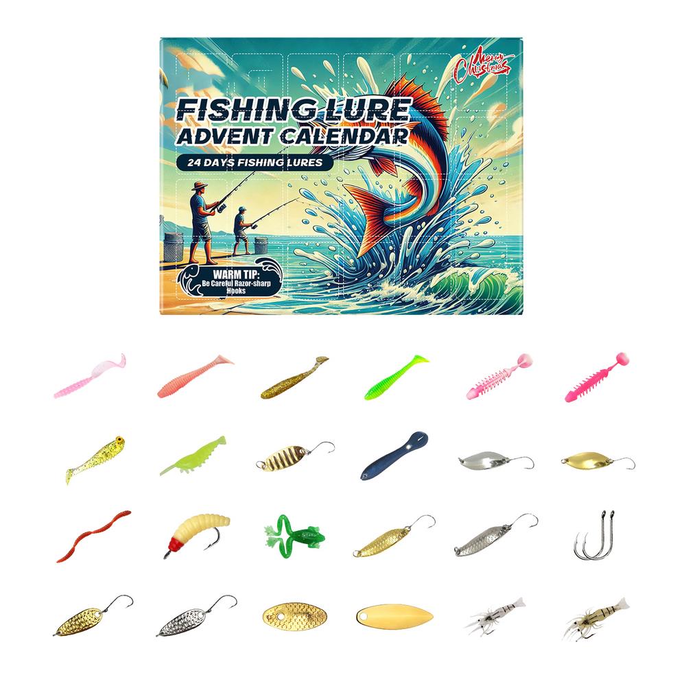 

24 Day Fishing Lure Christmas Advent Calendar BrightColor Countdown Calendar Fishing Accessories Lures Set For Christmas fishing L