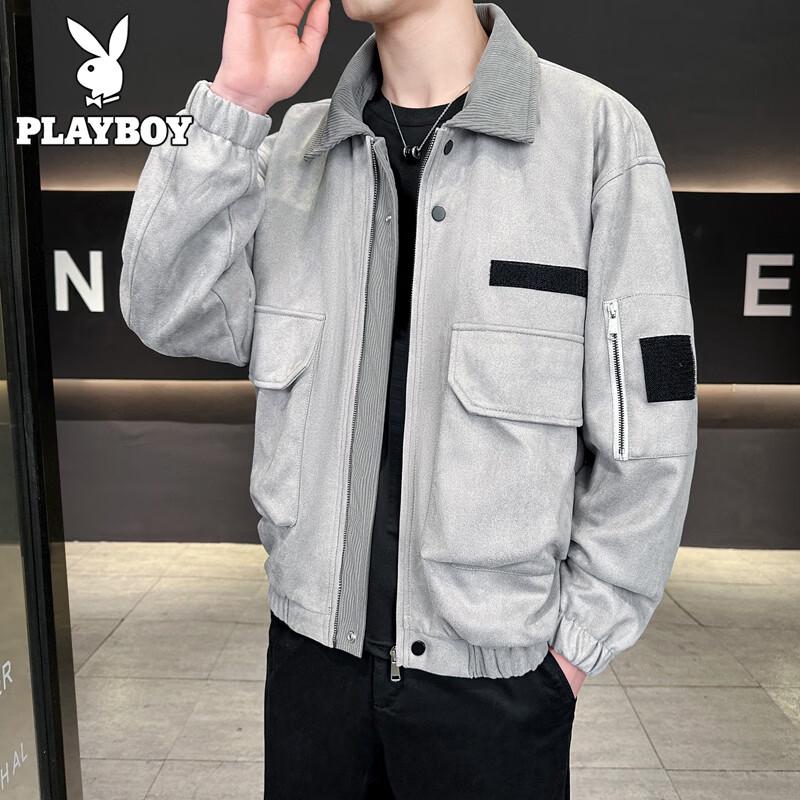 Playboy Men s Windproof Stand-Up Collar Bomber Jacket XL