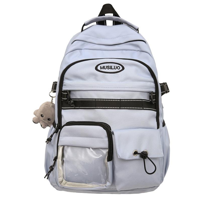 

Студенческий школьный рюкзак женский однотонный рюкзак мужской компьютерный рюкзак синий