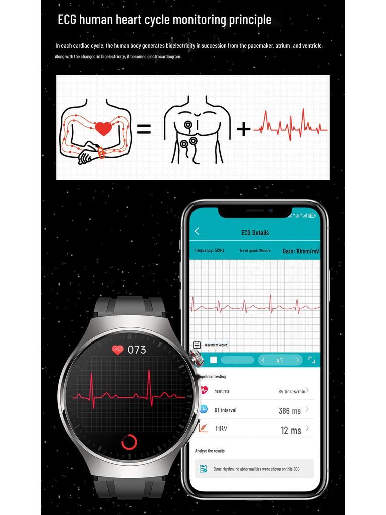 Smartwatch mit 1,43" AMOLED, EKG + PPG, Bluetooth-Anrufen, Sportmodus und Schrittzähler.