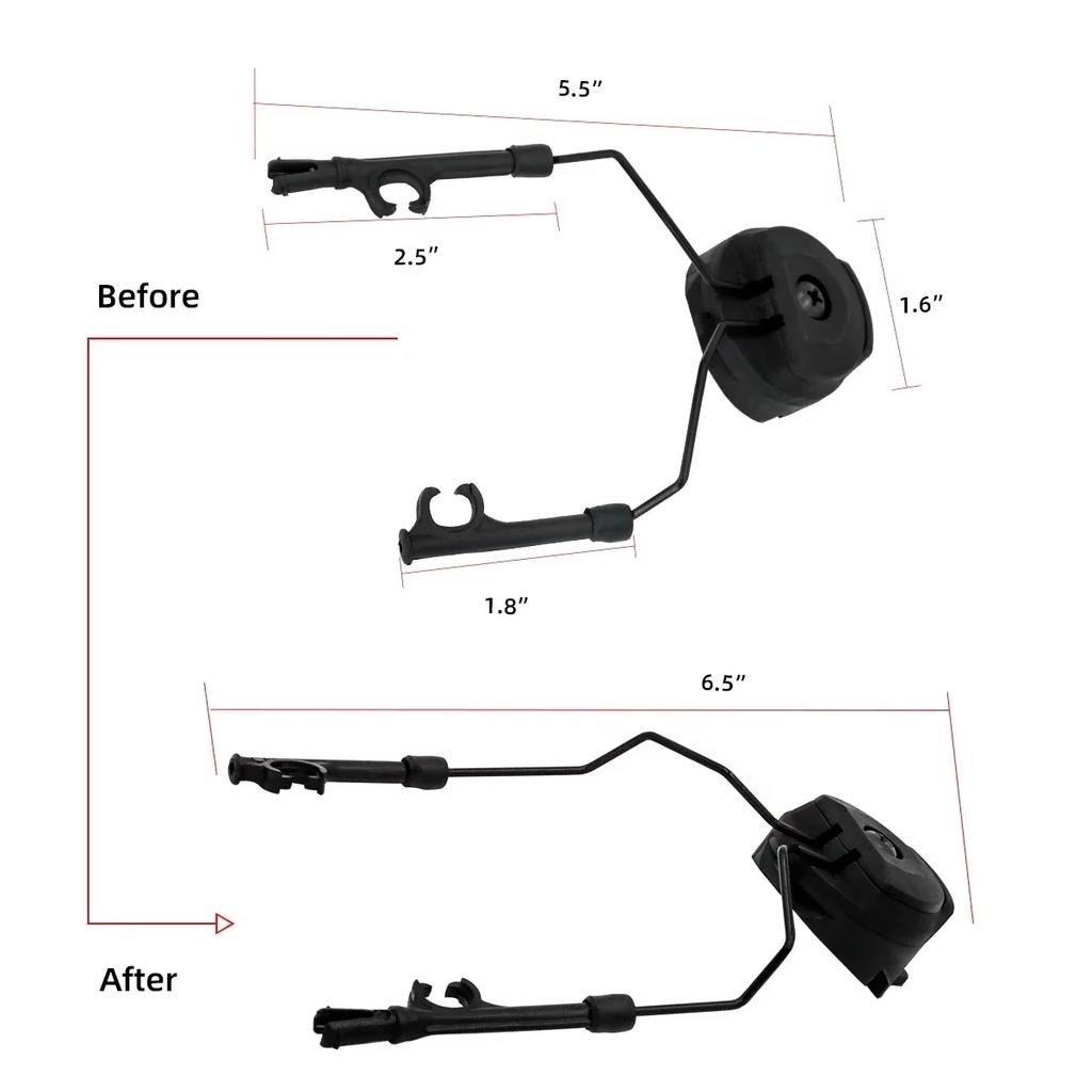 Tactical Headset Bracket Fast Ops Core Helmet ARC Rail Adapter Set fit for Comtac II Series Noise Cancelling Headset