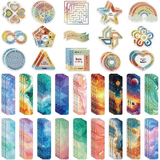 Marspark 84 Pieces Anxiety Sensory Stickers Strips with 2 Textured Anxiety Calming Sticker for Adults & Teens Stress Mindfulness Relief Office