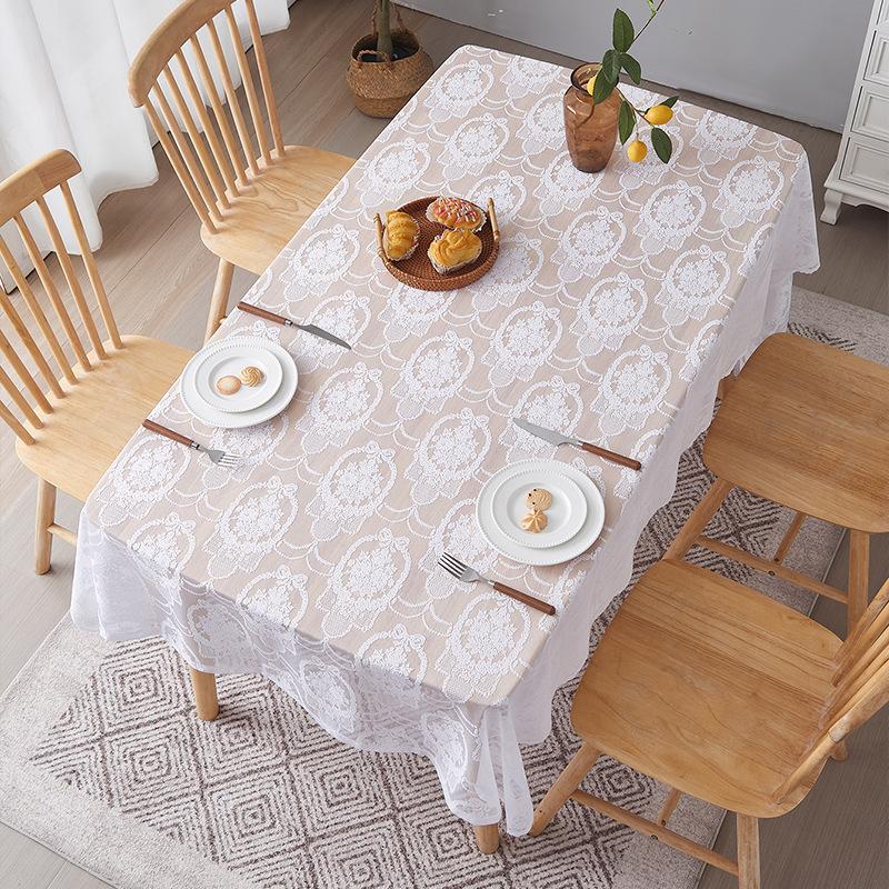 Französische Retro Schmetterlingsspitze Tischdecke Pastorale Tischdecke Kaffeetischdecke Staubdichtes Tuch Spitzentischmatte