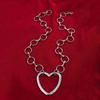 Sweet Cool Metal Hollow Big Heart Pendant Necklace Earrings Simple Drop Earrings