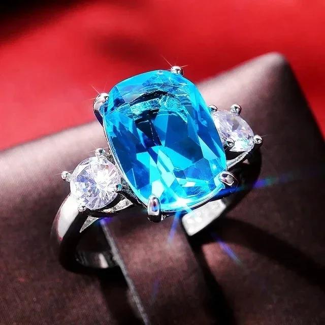 2026 New Sea Blue Cubic Zirconia Ring - Personalized Wedding Party Gorgeous Accessories of Special Interest To Women