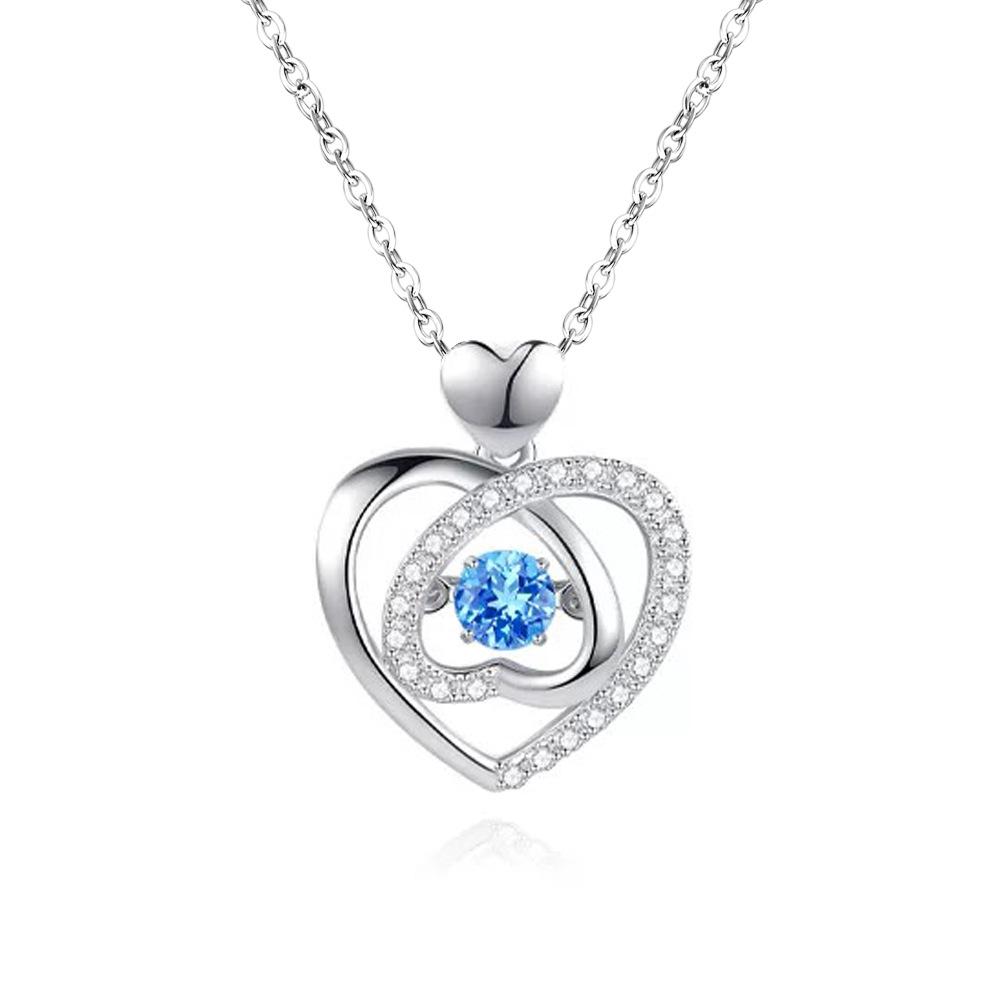 Beating Heart Necklace Female, Light Luxury Love Ocean Heart Collarbone Chain Qixi Festival Send Girlfriend