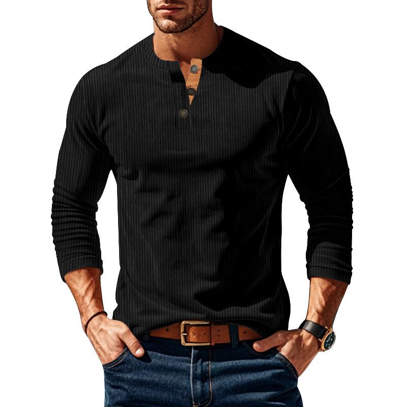 Men S Casual Long Sleeve Buttoned Corduroy Sweatshirt Basic Top S