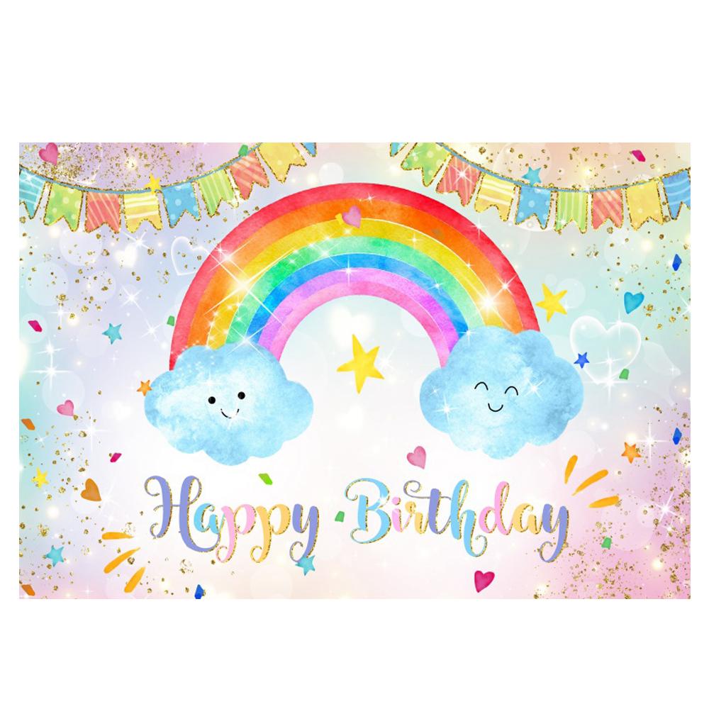 Bohemian Rainbow Themed Birthday Party Photography Background, Pink Grass Children's Baptism Decoration Photography Background1