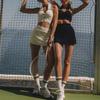 Completo Sportivo da Tennis da Donna: Crop Top Senza Schiena con Scollo all'Americana Skort Vita Alta Yoga Fitness Corsa