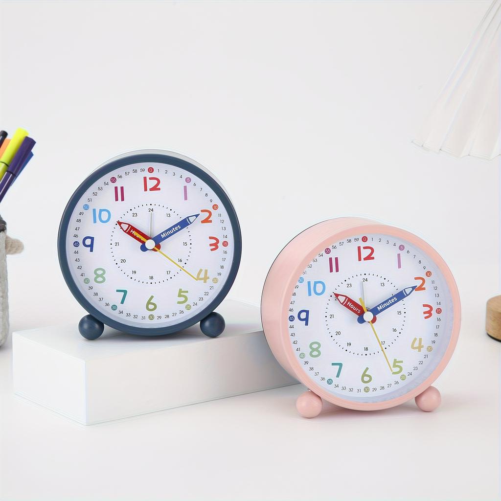11,43 cm Stiller Pädagogischer Wecker mit bunten Ziffern, Zeigern, Großem Display, Batteriebetrieben, AA Nicht Enthalten, Uhren Wanddekor