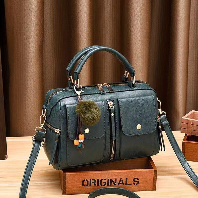 Stylish And Elegant Pu Leather Boston Bag For Women With Chain And Lock Features