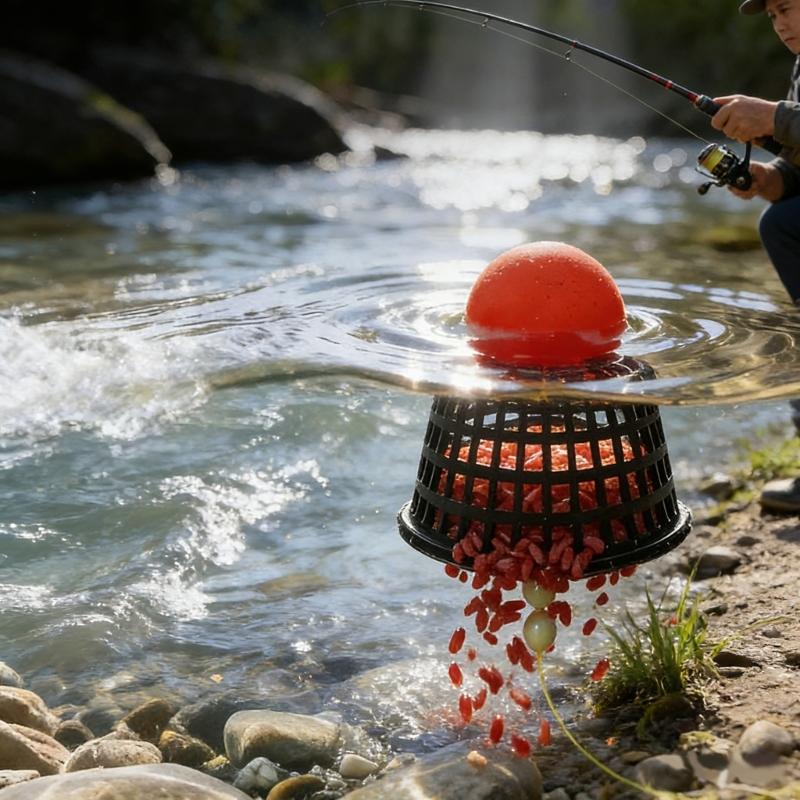 Professional Baits Dispenser With Removable Floating Ball For Convenient Maintenance And Spreading of Baits In Fishing
