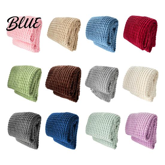 Thermal Insulation Blanket for Autumn Waffle Textured Fleece Throw Blanket Solid Color Milk Flannel Grid Cut Texture Sofa Plush Soft Warm Cozy Couch