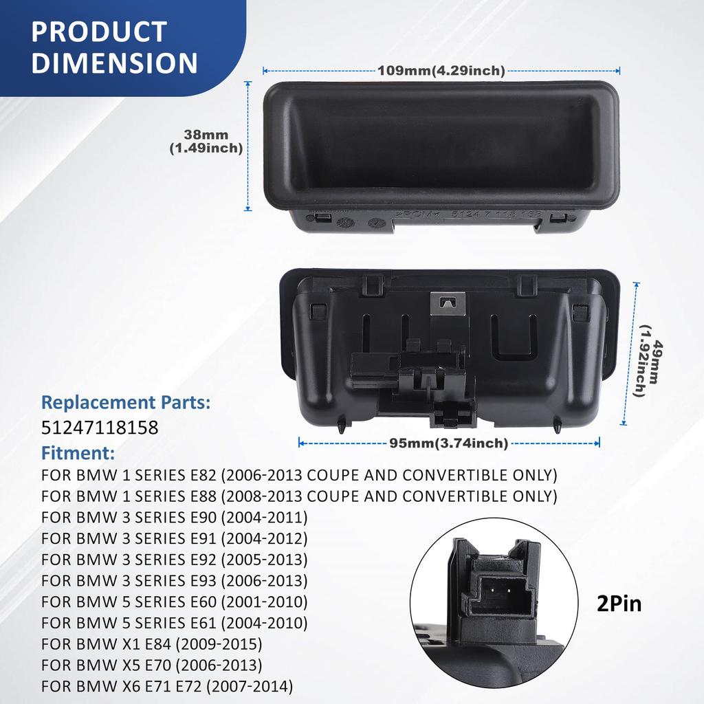 For BMW E60 1 3 5 X1 X5 X6 Series E82 E88 E90 E91 E92 E93 E61 E84 E70 E71 51247118158 Tailgate Rear Trunk Lid Lock Boot Switch