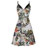 Ladies Slim Printed  Buckle Shoulder Strap Ruffled Sling Dress