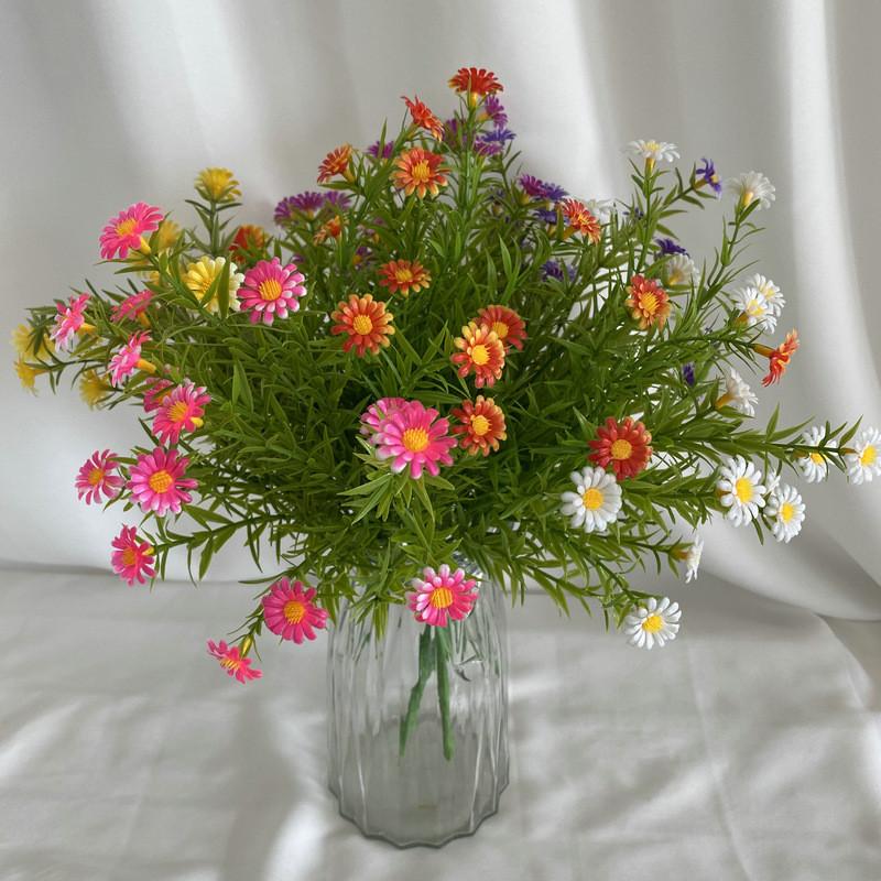 Sunflower Bouquet Plastic With Green Leaves For Outdoor Decorations Wedding