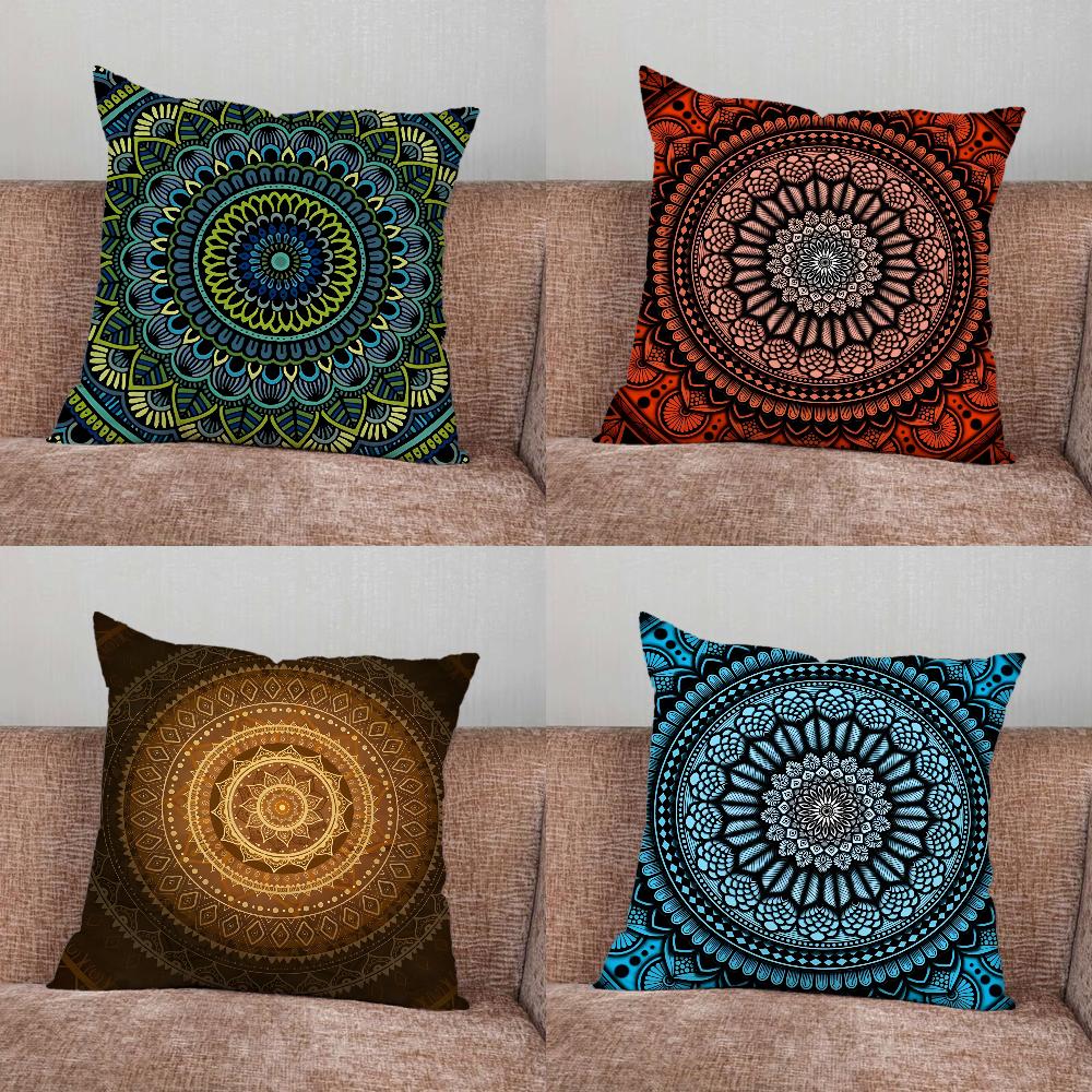 Indischer Blumen-Henna-Mandala-Kissenbezug für Zuhause Schlafzimmer Auto Büro Dekoration Wohnzimmer Sofa Kissenbezug Geeignet