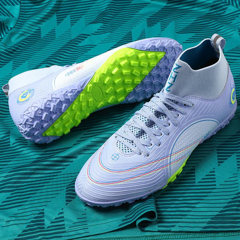 Nowe buty piłkarskie z wysoką cholewką męskie gumowe podeszwy z korkami buty sportowe modne buty sportowe z krótkimi korkami