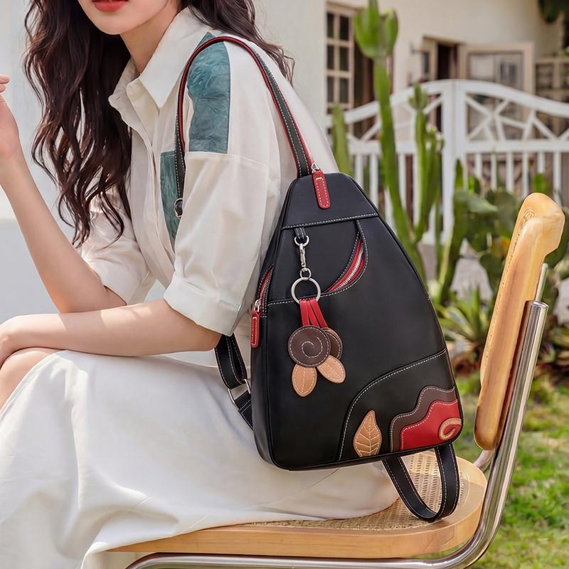 Multifunktionaler Rucksack Colorblock Große Kapazität Retro Brusttasche