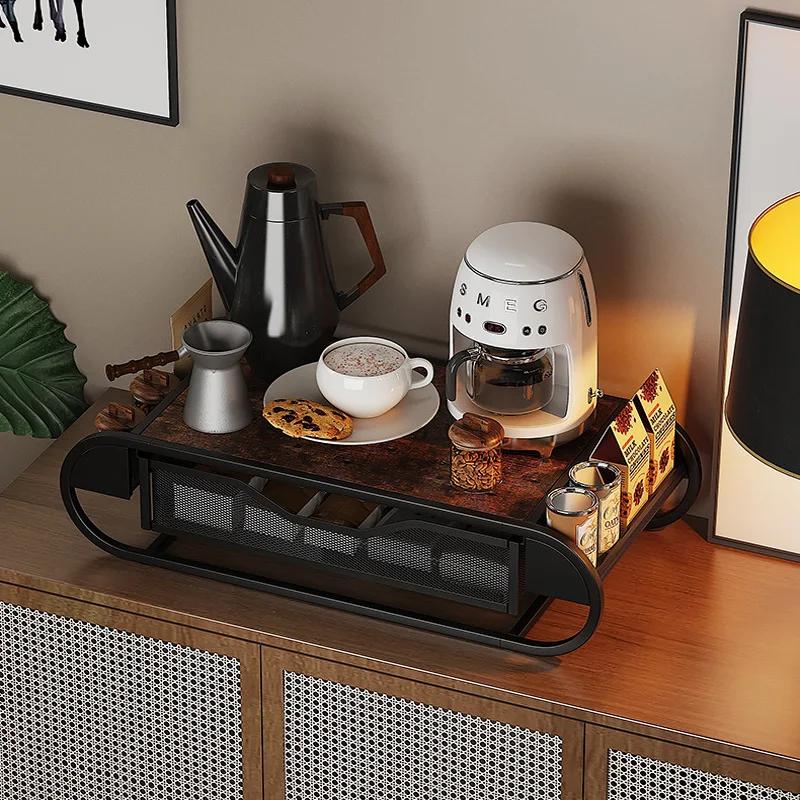 Coffee Organizer Coffee Machine Base Desktop Drawer Organizer Water Bar Tea Bag Capsule Storage Shelf Storage Cabinet