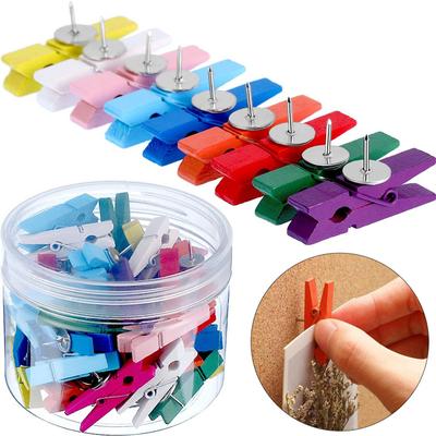 20Pcs/Box Push Pin Clips Wooden Thumb Tack Push Pins Decorative For Cork Board