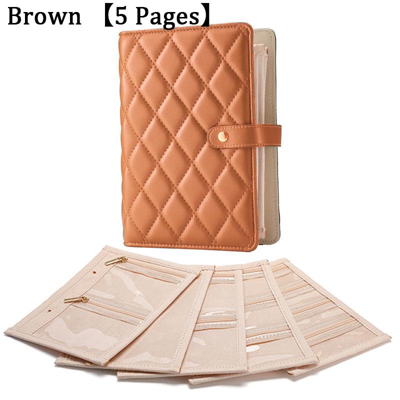 

Transparent Jewelry Storage Book Velvet With Zipper Necklace Binder Storage Book Luxury PU Leather Clear Pockets High Quality