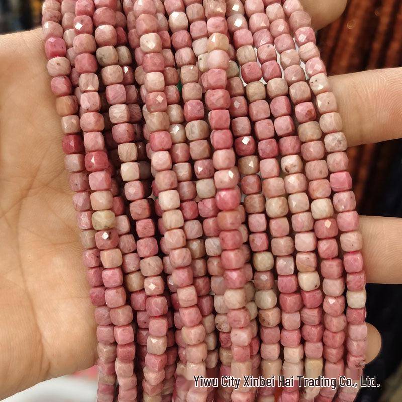 4x4mm Natural Stone Faceted Square Beads: Amethyst, Tourmaline, Garnet Jewelry Accessories